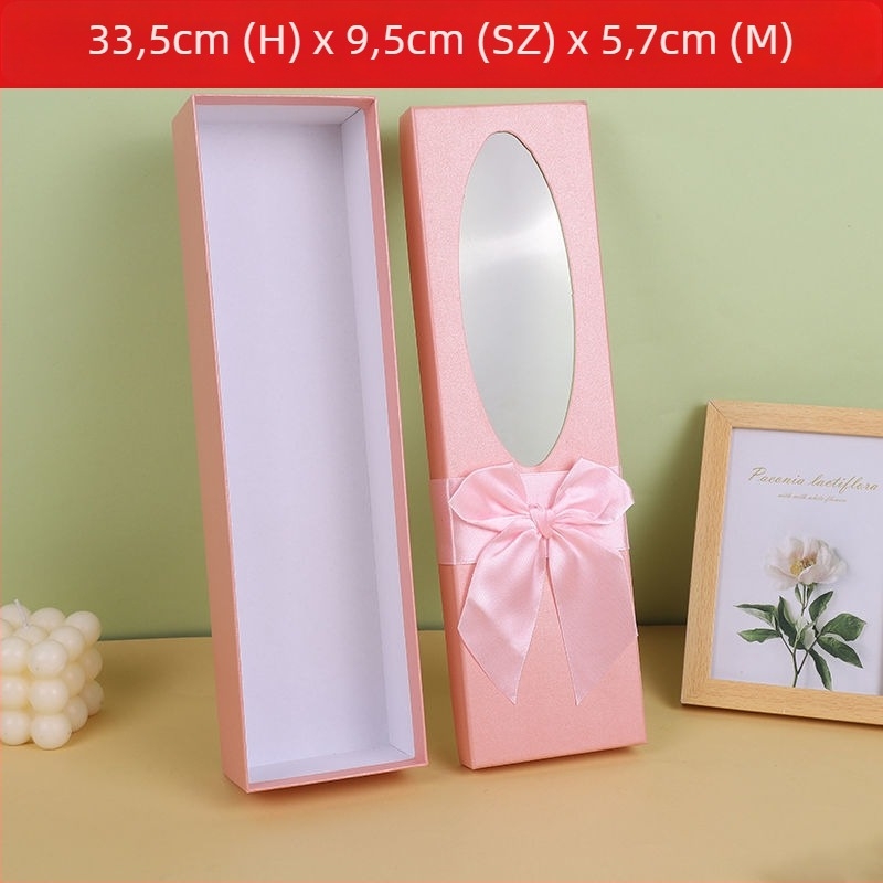 Virág ajándékdoboz keresztkötés mintával, téglalap alakú, rózsa csokorra való csomagolás