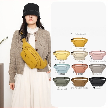 Női nylon keresztpántos táska szabadidős utazásokhoz, cipzáras zárás, belső rekeszek (cipzáras zseb, telefonzseb, irattartó zseb) – 2025 tél