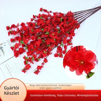 Hatágú barackvirágfa beltéri és kültéri dekorációhoz — szatén virágok, Kézművesség: Egyéb; Alkalmazás: Házi dekoráció/Tájépítés