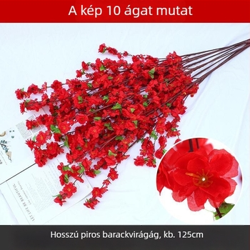 Hatágú barackvirágfa beltéri és kültéri dekorációhoz — szatén virágok, Kézművesség: Egyéb; Alkalmazás: Házi dekoráció/Tájépítés