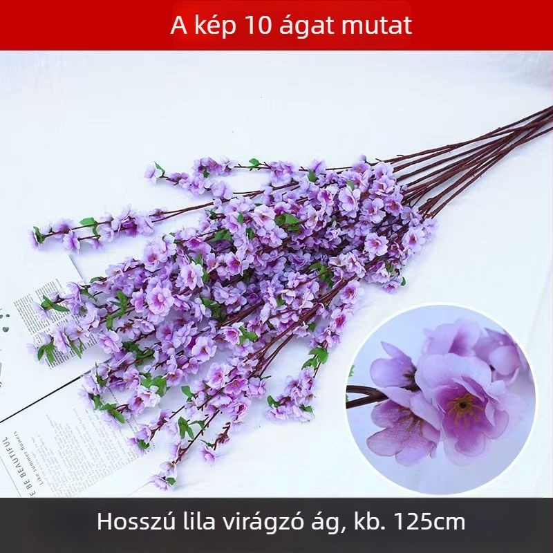 Hatágú barackvirágfa beltéri és kültéri dekorációhoz — szatén virágok, Kézművesség: Egyéb; Alkalmazás: Házi dekoráció/Tájépítés