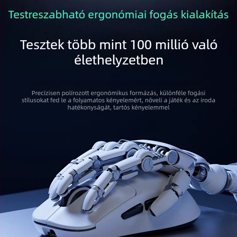 Hárommódú vezeték nélküli gamer egér – 2.4G/Bluetooth kapcsolattal, 2400dpi, 6 programozható gomb, makró programozás, töltő-dok vezeték nélküli töltéssel