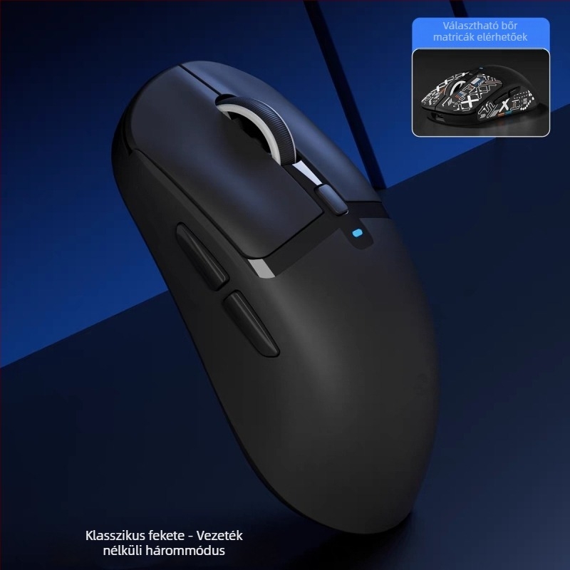 Hárommódú vezeték nélküli gamer egér – 2.4G/Bluetooth kapcsolattal, 2400dpi, 6 programozható gomb, makró programozás, töltő-dok vezeték nélküli töltéssel