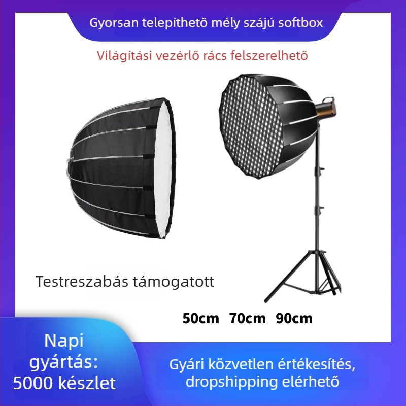 LED töltőfény élő közvetítéshez, mély vetítő rács, YM-S600, 100W, 110-220V, három színhőmérséklet