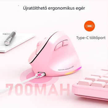 Vezeték nélküli Bluetooth kétmódos ergonómikus irodai egér, 2000 DPI, 6 gomb, újratölthető