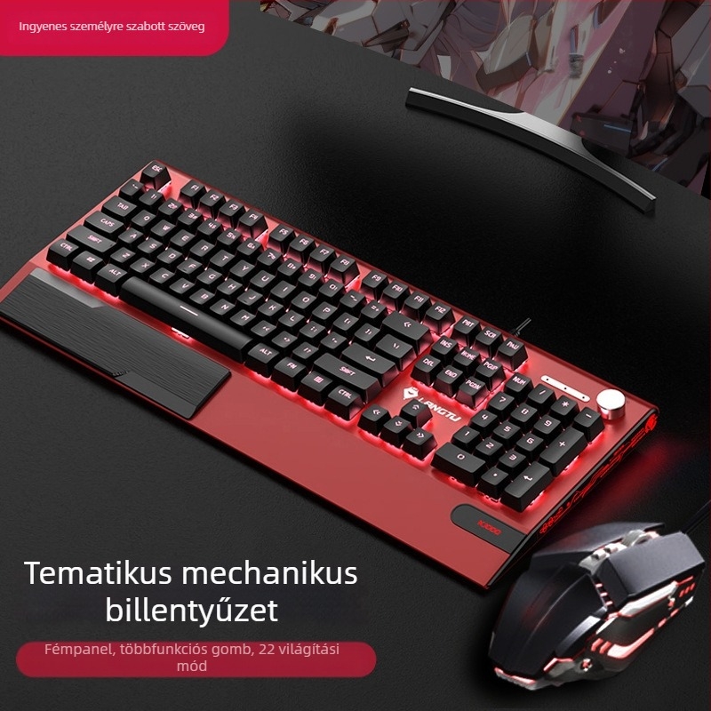 Langtu K1000 Mechanikus billentyűzet, egér és headset készlet – 104 gomb, vezetékes, RGB háttérvilágítás, mechanikus kapcsoló