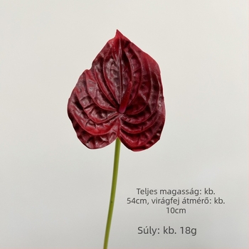 PU anyagú anthurium művirág reális tapintású textúrával, egy szál szár, virágdekorációhoz