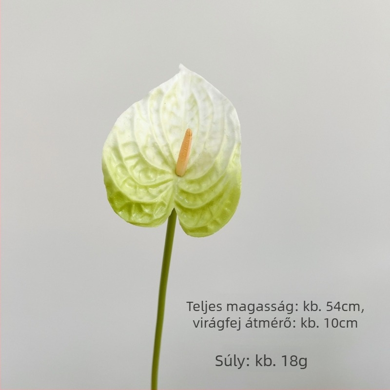 PU anyagú anthurium művirág reális tapintású textúrával, egy szál szár, virágdekorációhoz