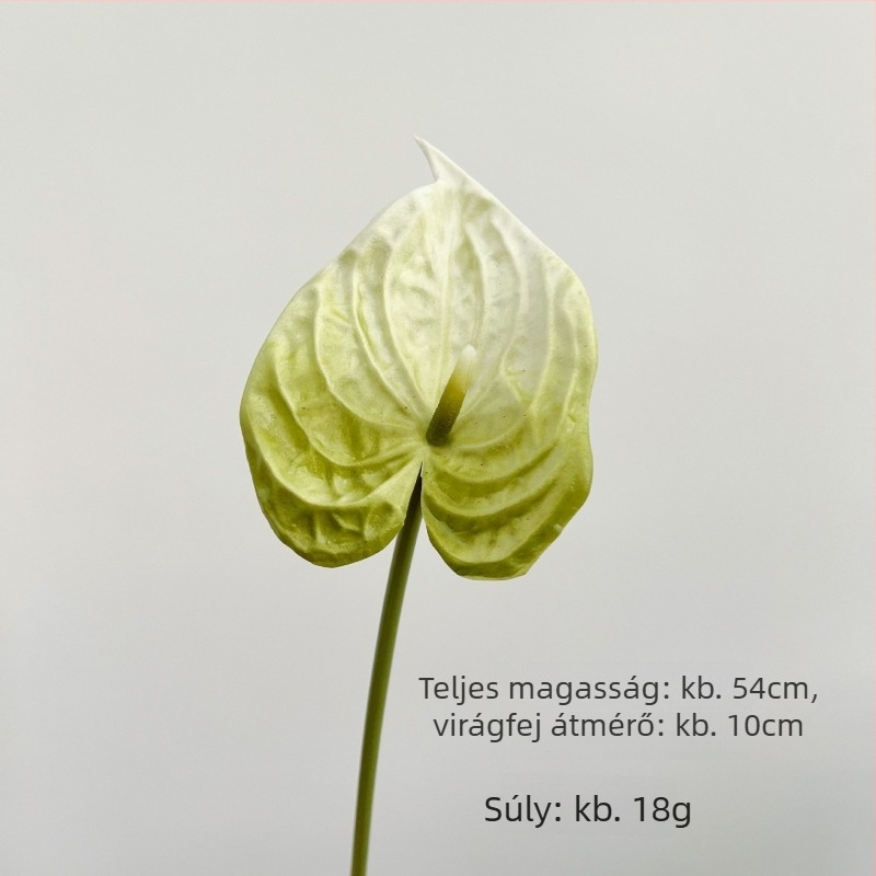 PU anyagú anthurium művirág reális tapintású textúrával, egy szál szár, virágdekorációhoz