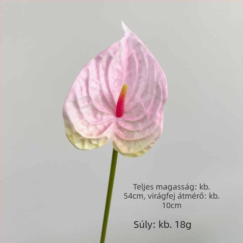 PU anyagú anthurium művirág reális tapintású textúrával, egy szál szár, virágdekorációhoz