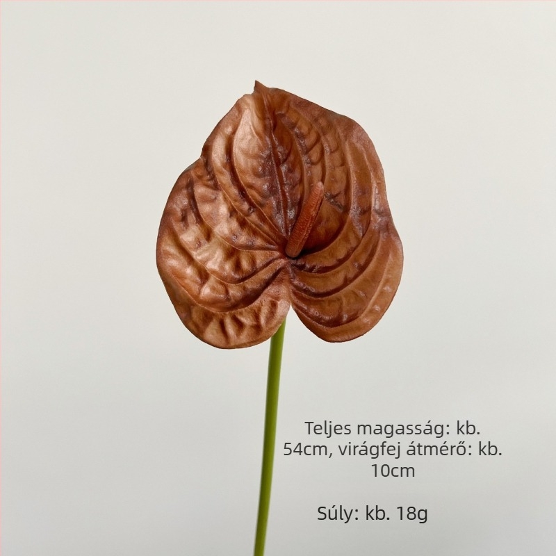PU anyagú anthurium művirág reális tapintású textúrával, egy szál szár, virágdekorációhoz