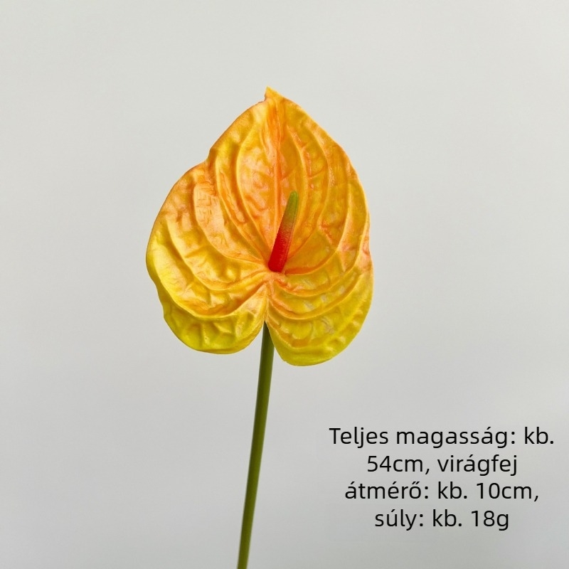 PU anyagú anthurium művirág reális tapintású textúrával, egy szál szár, virágdekorációhoz