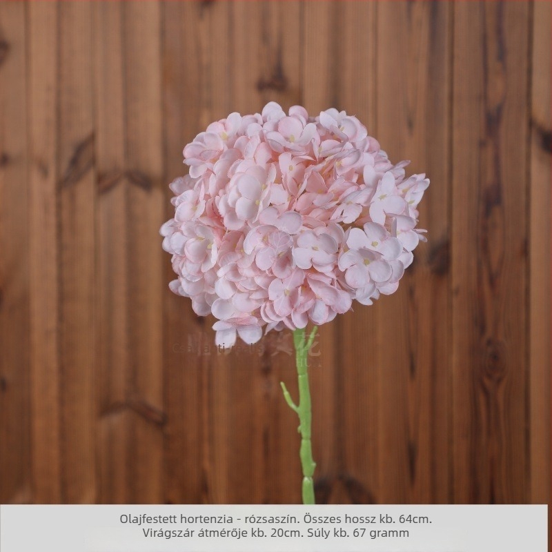 Mesterséges hortenzia virág, egy szárú, olajfestmény stílusú, esküvői dekoráció és fotózás kellékei