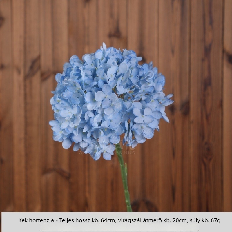 Mesterséges hortenzia virág, egy szárú, olajfestmény stílusú, esküvői dekoráció és fotózás kellékei