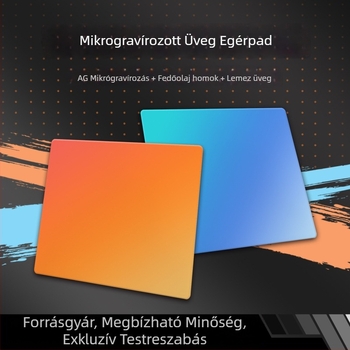 Testreszabható edzett üveg egérpad mikro-bevéséssel, egyedi logó, nagy asztali matrac játékokhoz és e-sporthoz