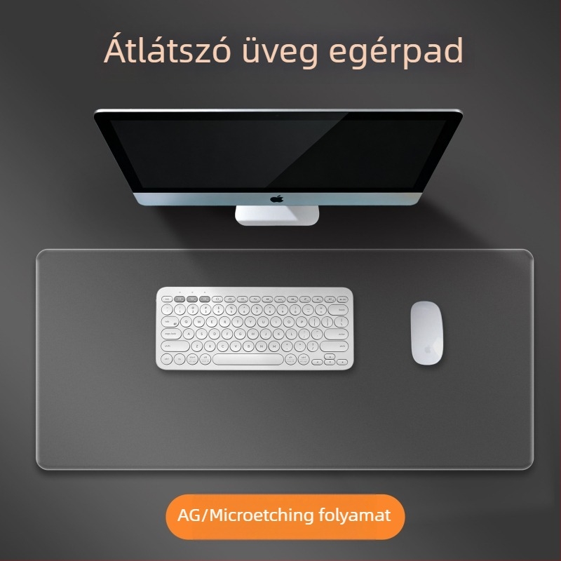 Testreszabható edzett üveg egérpad mikro-bevéséssel, egyedi logó, nagy asztali matrac játékokhoz és e-sporthoz