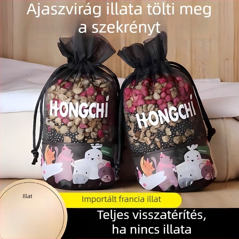 Autó belső illatosító jázmin szárított virággal és oolong tea illattal, nano ásványi kristályok, természetes kivitelezés, modern dizájn