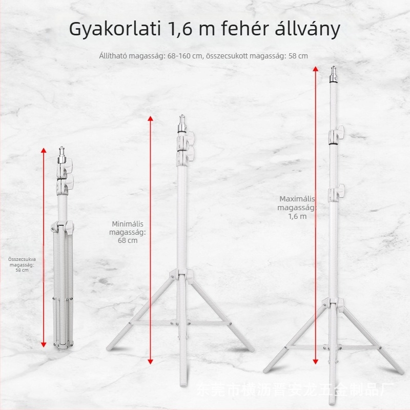 Mobiltelefonra szánt gömbfejes háromlábas állvány, 3 részes, SPCC anyag, teherbírás 5 kg, gyorskioldó lemez nélkül