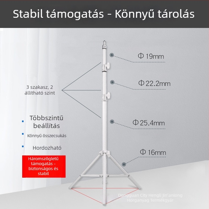 Mobiltelefonra szánt gömbfejes háromlábas állvány, 3 részes, SPCC anyag, teherbírás 5 kg, gyorskioldó lemez nélkül