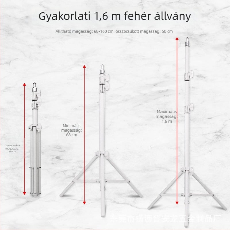 Mobiltelefonra szánt gömbfejes háromlábas állvány, 3 részes, SPCC anyag, teherbírás 5 kg, gyorskioldó lemez nélkül