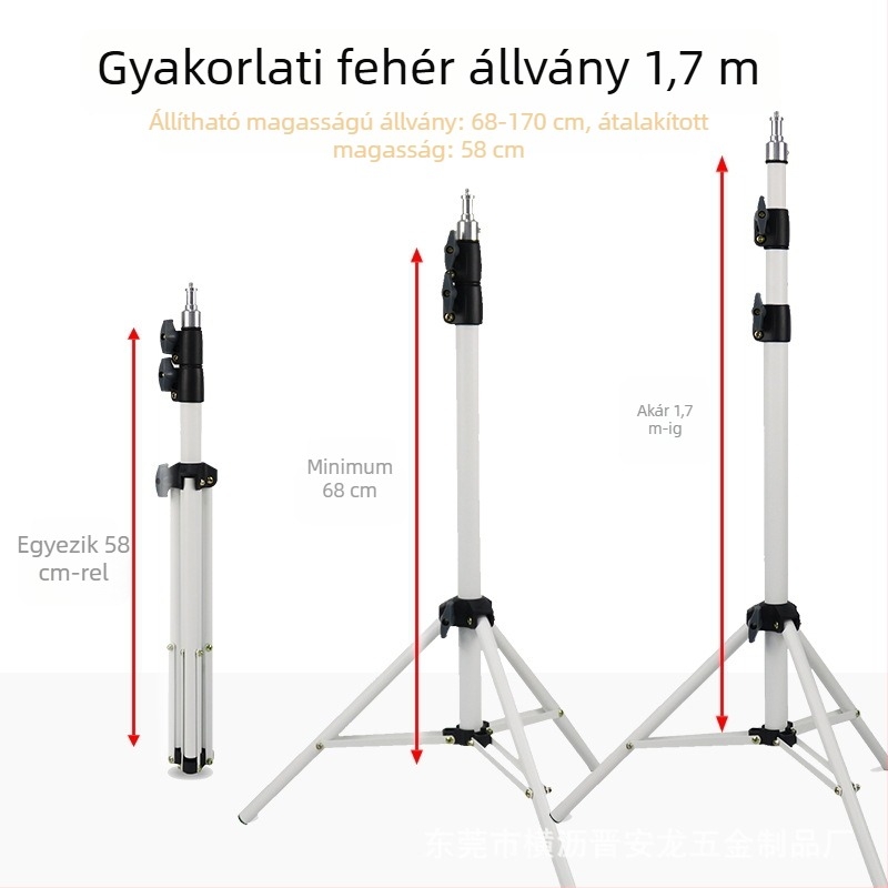 Mobiltelefonra szánt gömbfejes háromlábas állvány, 3 részes, SPCC anyag, teherbírás 5 kg, gyorskioldó lemez nélkül