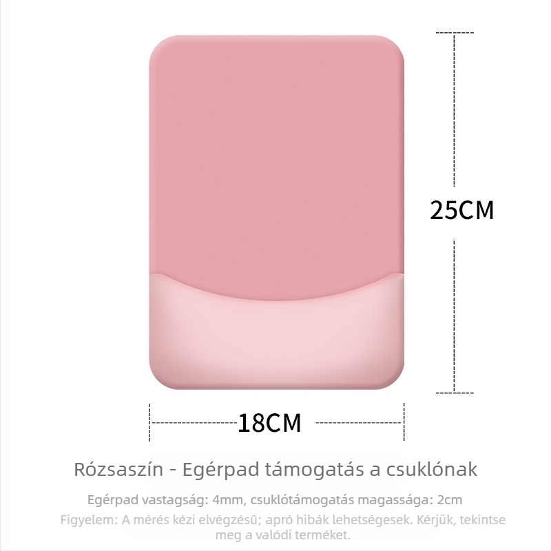 Kisméretű szilikon egérpad a csuklótámaszával, egyoldalas, logó nyomtatva, testreszabás elérhető