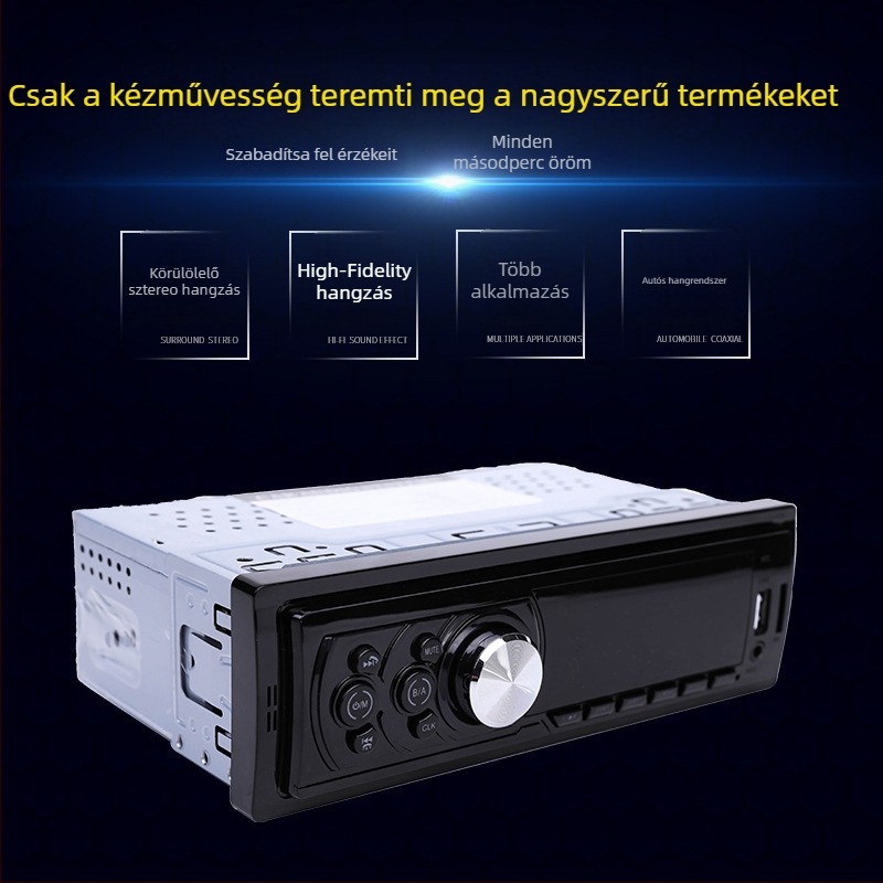 Autós MP3 lejátszó 17-es sorozat, műanyag tokozás, 12V tápegység, ISO interfész, autóban MP3 lejátszás