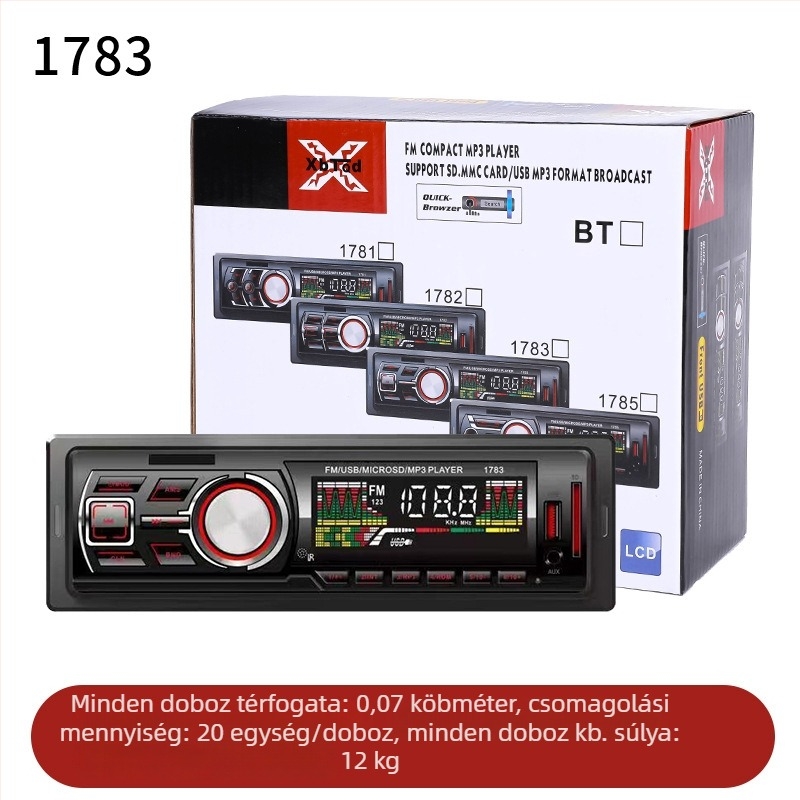 Autós MP3 lejátszó 17-es sorozat, műanyag tokozás, 12V tápegység, ISO interfész, autóban MP3 lejátszás