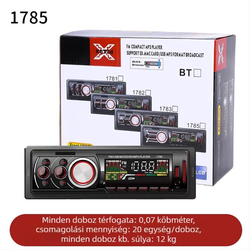Autós MP3 lejátszó 17-es sorozat, műanyag tokozás, 12V tápegység, ISO interfész, autóban MP3 lejátszás