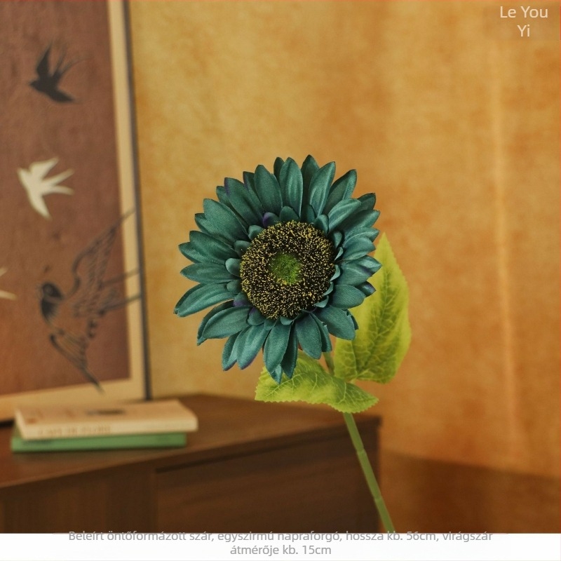 Művirág napraforgó selyemből, szárával – Fotózásra és otthoni dekorációhoz – Le youyi