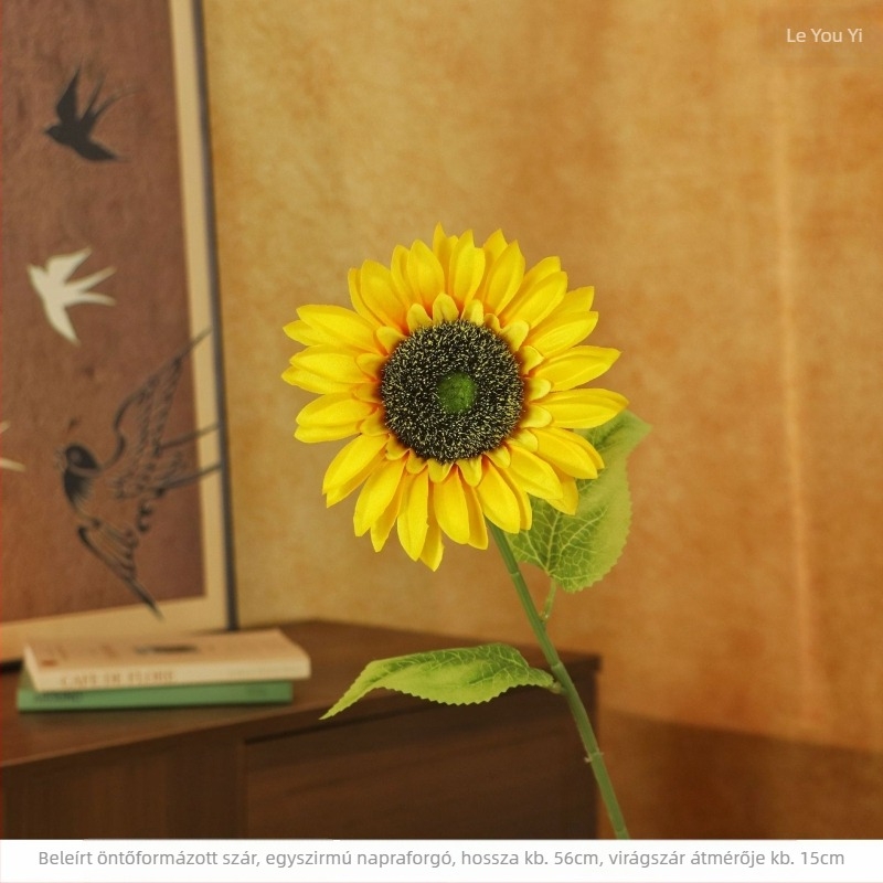 Művirág napraforgó selyemből, szárával – Fotózásra és otthoni dekorációhoz – Le youyi