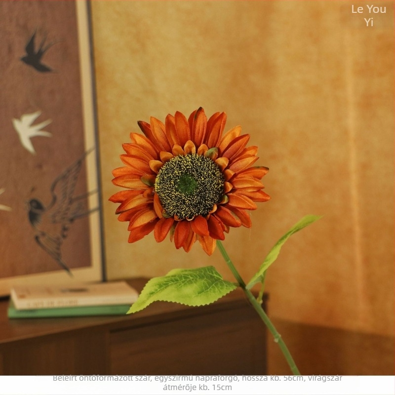Művirág napraforgó selyemből, szárával – Fotózásra és otthoni dekorációhoz – Le youyi