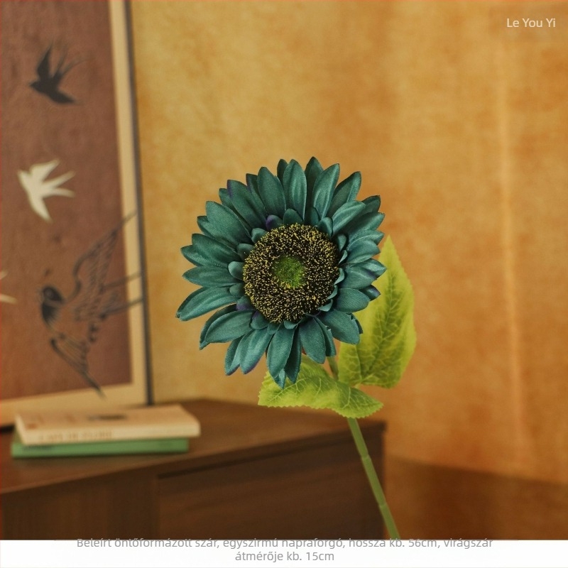 Művirág napraforgó selyemből, szárával – Fotózásra és otthoni dekorációhoz – Le youyi