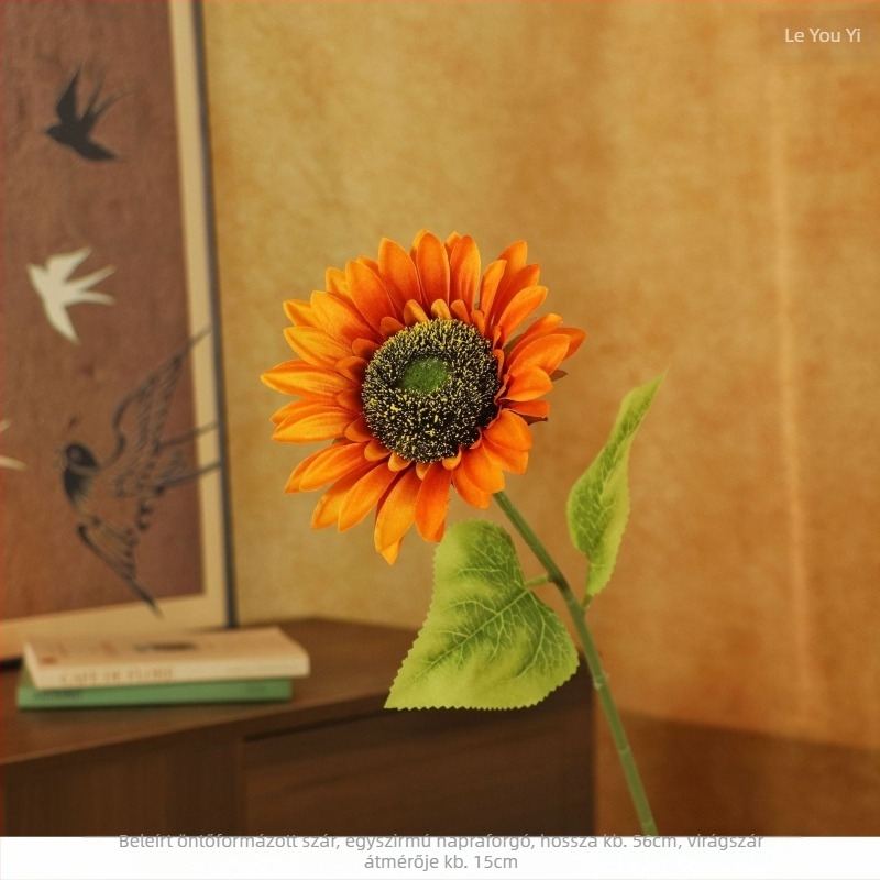 Művirág napraforgó selyemből, szárával – Fotózásra és otthoni dekorációhoz – Le youyi