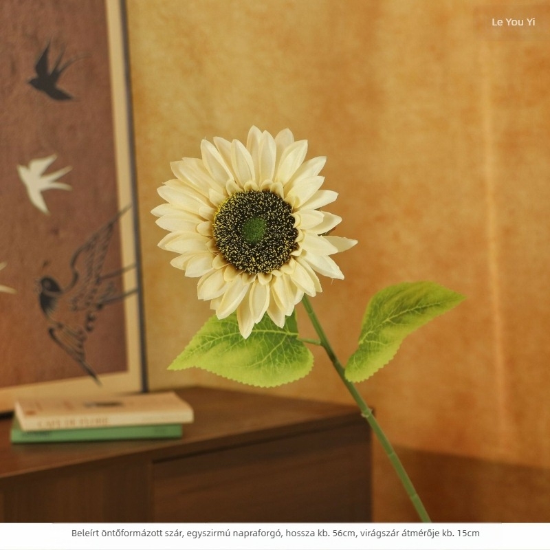 Művirág napraforgó selyemből, szárával – Fotózásra és otthoni dekorációhoz – Le youyi