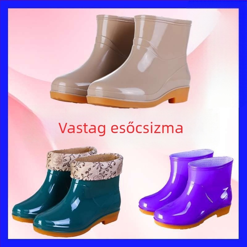 Női gumicsizmák esőre, felső része gumiból, felnőtteknek, őszre és télre