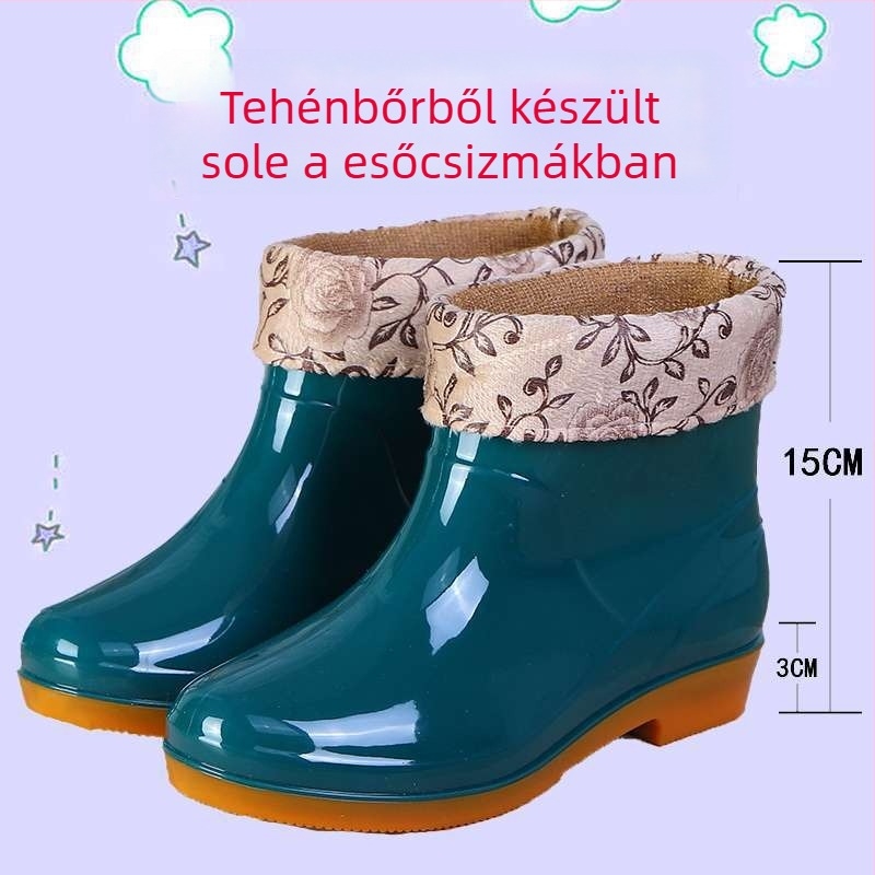 Női gumicsizmák esőre, felső része gumiból, felnőtteknek, őszre és télre