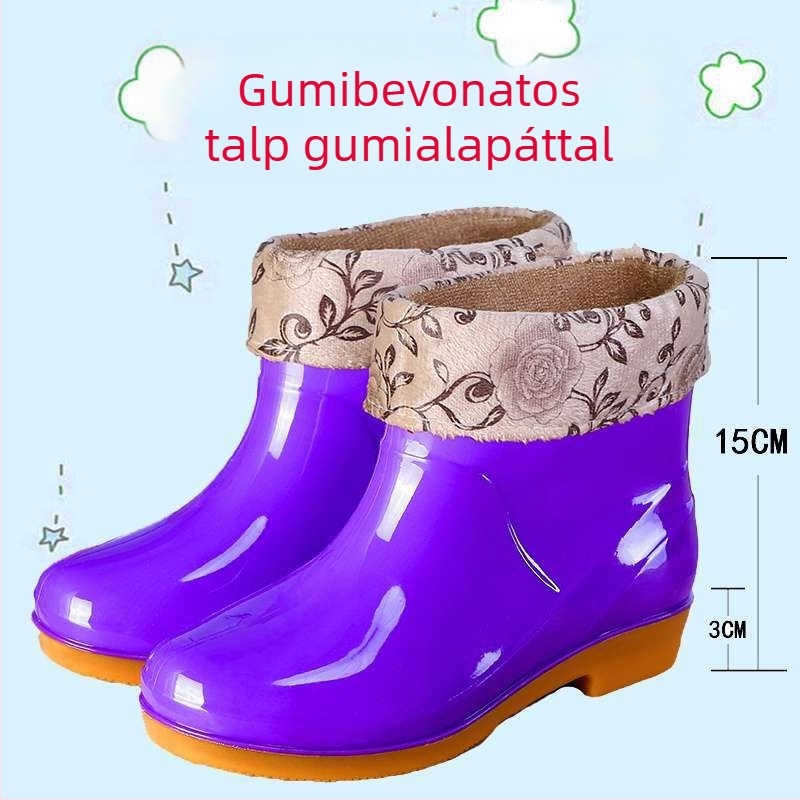 Női gumicsizmák esőre, felső része gumiból, felnőtteknek, őszre és télre