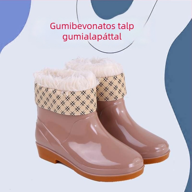 Női gumicsizmák esőre, felső része gumiból, felnőtteknek, őszre és télre