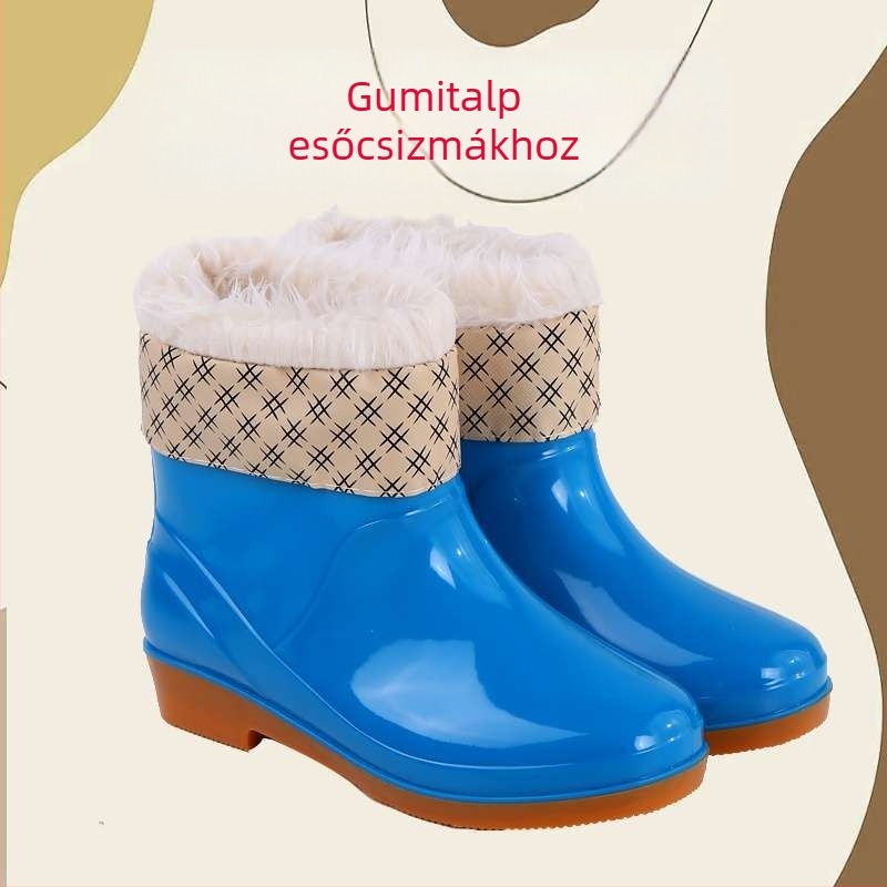 Női gumicsizmák esőre, felső része gumiból, felnőtteknek, őszre és télre