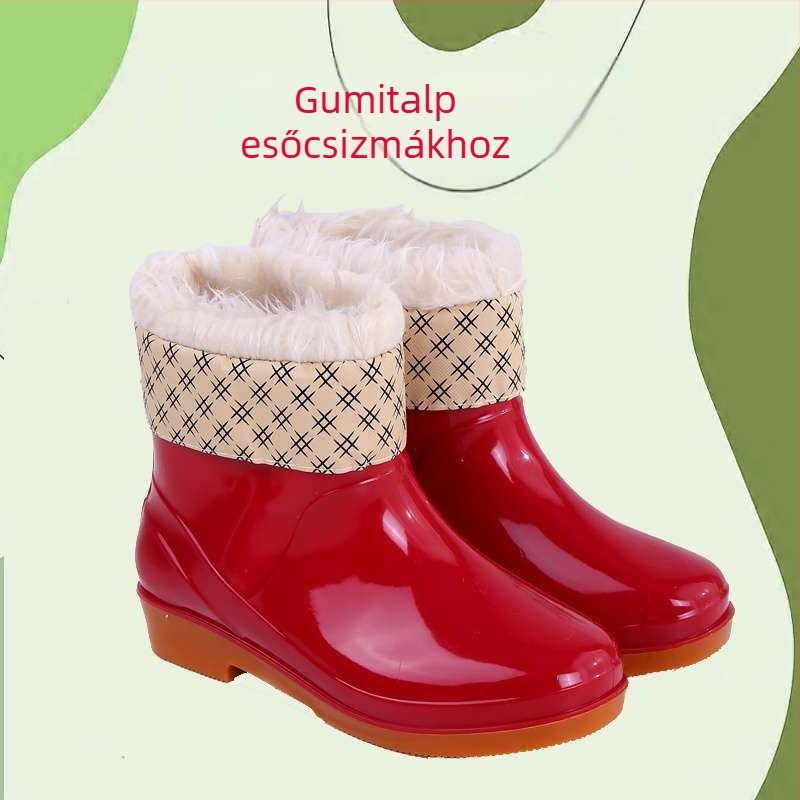 Női gumicsizmák esőre, felső része gumiból, felnőtteknek, őszre és télre