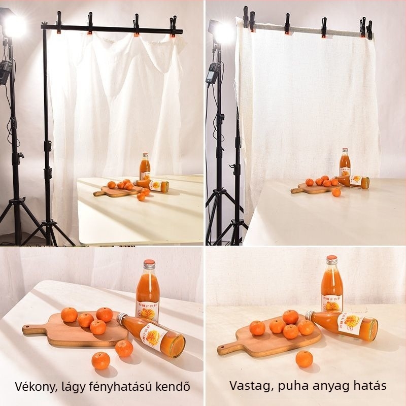 Fotóháttér – 100% pamut, lágy fény, átlátszó anyag a still life és ételfotóhoz