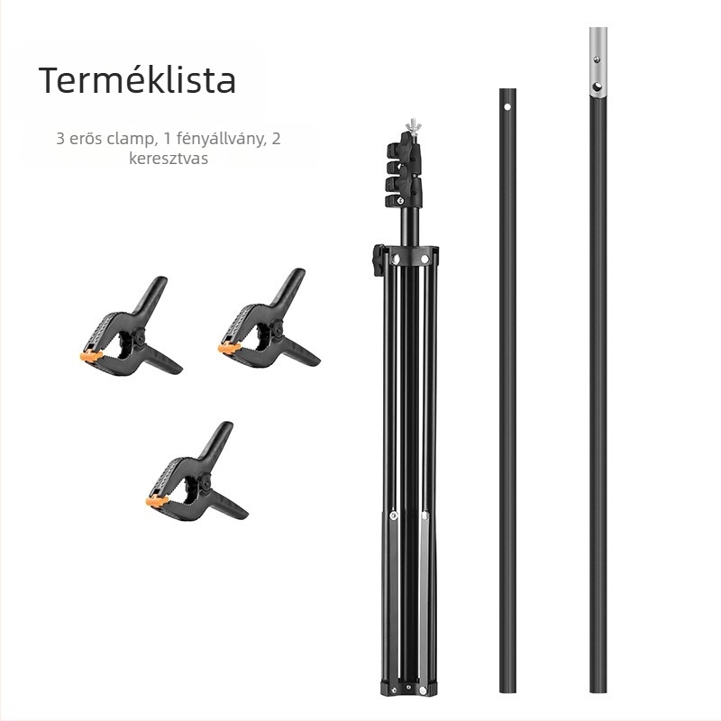 Zhijie Fotóháttér Állvány, 3 részes, csövek átmérője 2,2/1,8/1,6 cm, súly 0,95 kg