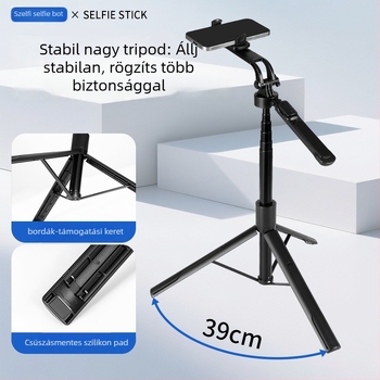 Telefonhoz készült élő közvetítésre szolgáló állvány gimbal stabilizációval, 360° forgás, elektromos szorítás, ABS és rozsdamentes acél