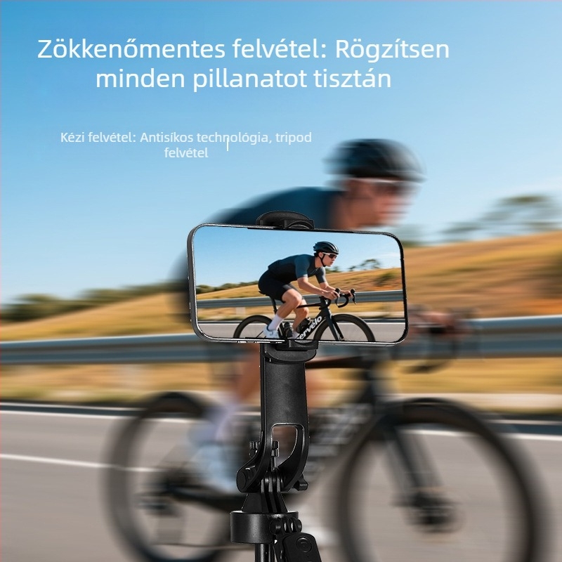 Telefonhoz készült élő közvetítésre szolgáló állvány gimbal stabilizációval, 360° forgás, elektromos szorítás, ABS és rozsdamentes acél
