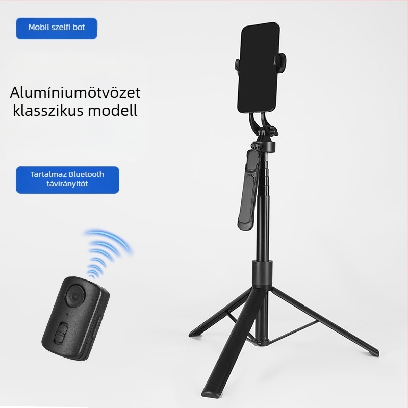 Telefonhoz készült élő közvetítésre szolgáló állvány gimbal stabilizációval, 360° forgás, elektromos szorítás, ABS és rozsdamentes acél