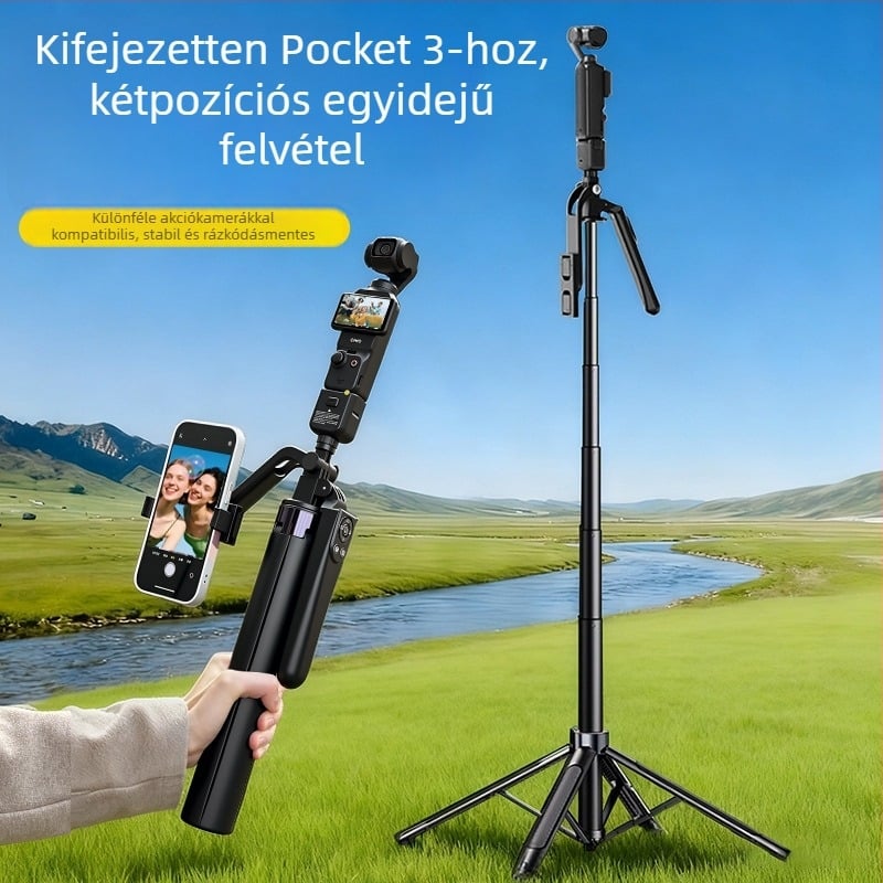 Padlón álló selfie bot DJI Pocket 3-hoz — Ultra-stabil, Hordozható, Ideális kültéri felvételekhez, koncertekhez és utazásokhoz