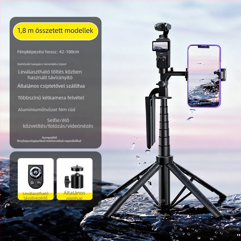 Padlón álló selfie bot DJI Pocket 3-hoz — Ultra-stabil, Hordozható, Ideális kültéri felvételekhez, koncertekhez és utazásokhoz