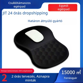 Memóriás csuklótámasz egérpad, egyszínű, PU alap, számítógéphez és irodába, méretei 310×210×30 mm