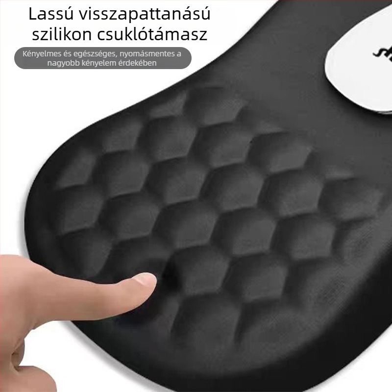 Memóriás csuklótámasz egérpad, egyszínű, PU alap, számítógéphez és irodába, méretei 310×210×30 mm